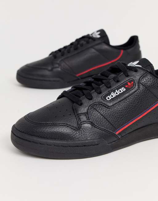 Adidas originals continental 80's trainers in black with store gum sole