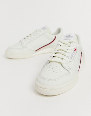 adidas originals continental 80s trainers in white with gum sole
