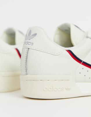 adidas originals continental 80's trainers in off white and red