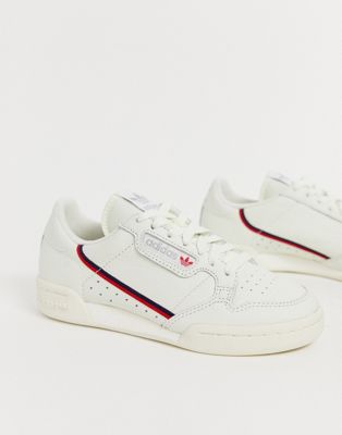adidas originals continental 80 trainers in white and red