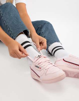 adidas originals continental 80's trainers in pink