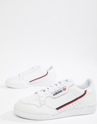 adidas originals continental 80's trainers in off white and red