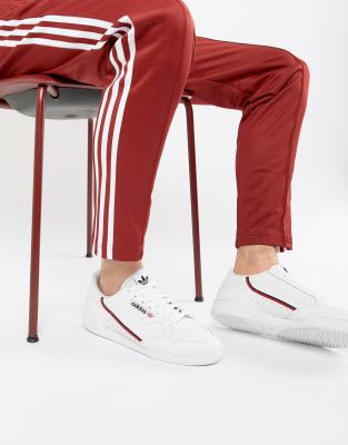 adidas originals continental 80's trainers in off white and red