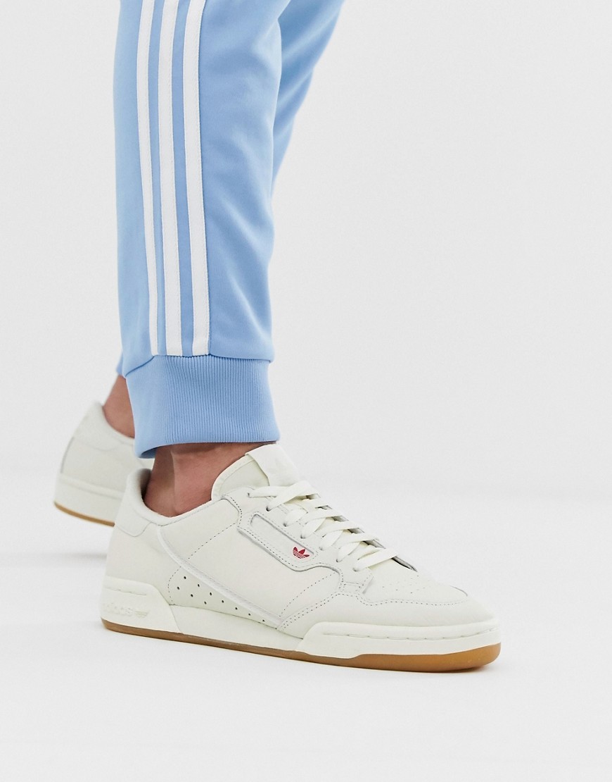 Adidas Originals continental 80s trainers in white with gum sole