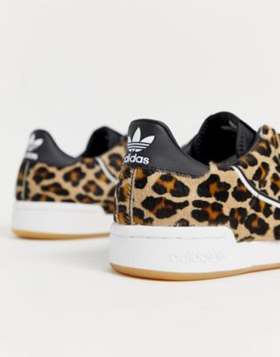 adidas originals continental 80s trainers leopard print pony skin