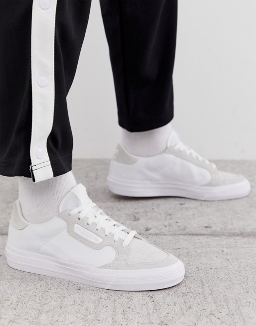 Adidas Originals - Continental Vulc - Baskets avec bordure en daim - Blanc