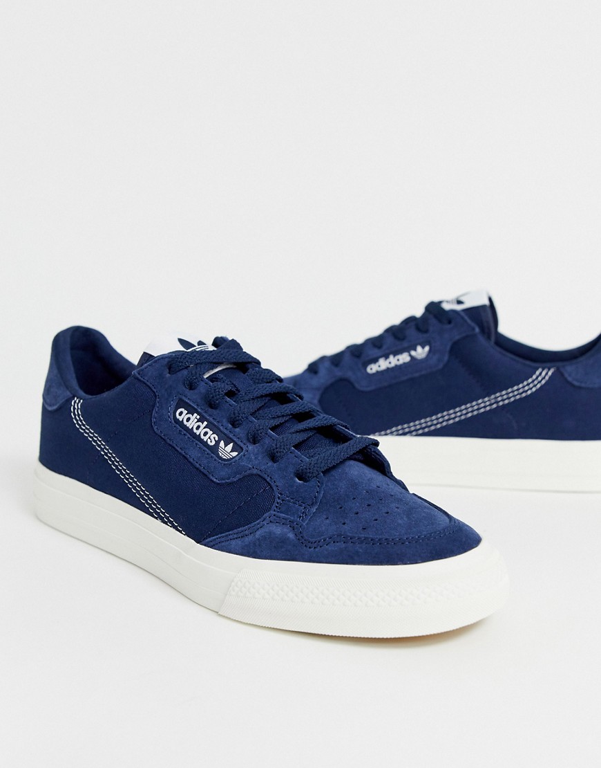 Adidas Originals – Continental – Vulc – Marinblå sneakers med mockadetalj