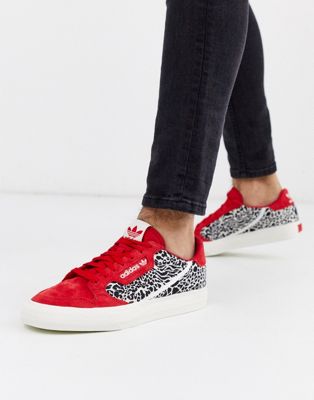 adidas Originals - Continental vulc - Sneakers in rood met luipaardprint