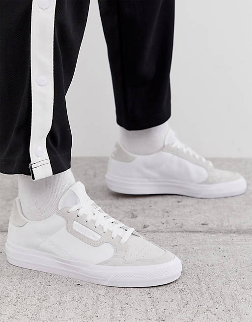 adidas Originals Continental vulc sneakers in white with suede trim سير كهربائي