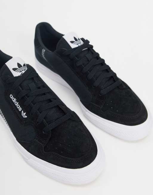 Adidas originals suede continental vulc trainer in black clearance womens