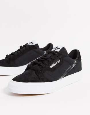 adidas black continental vulc trainers