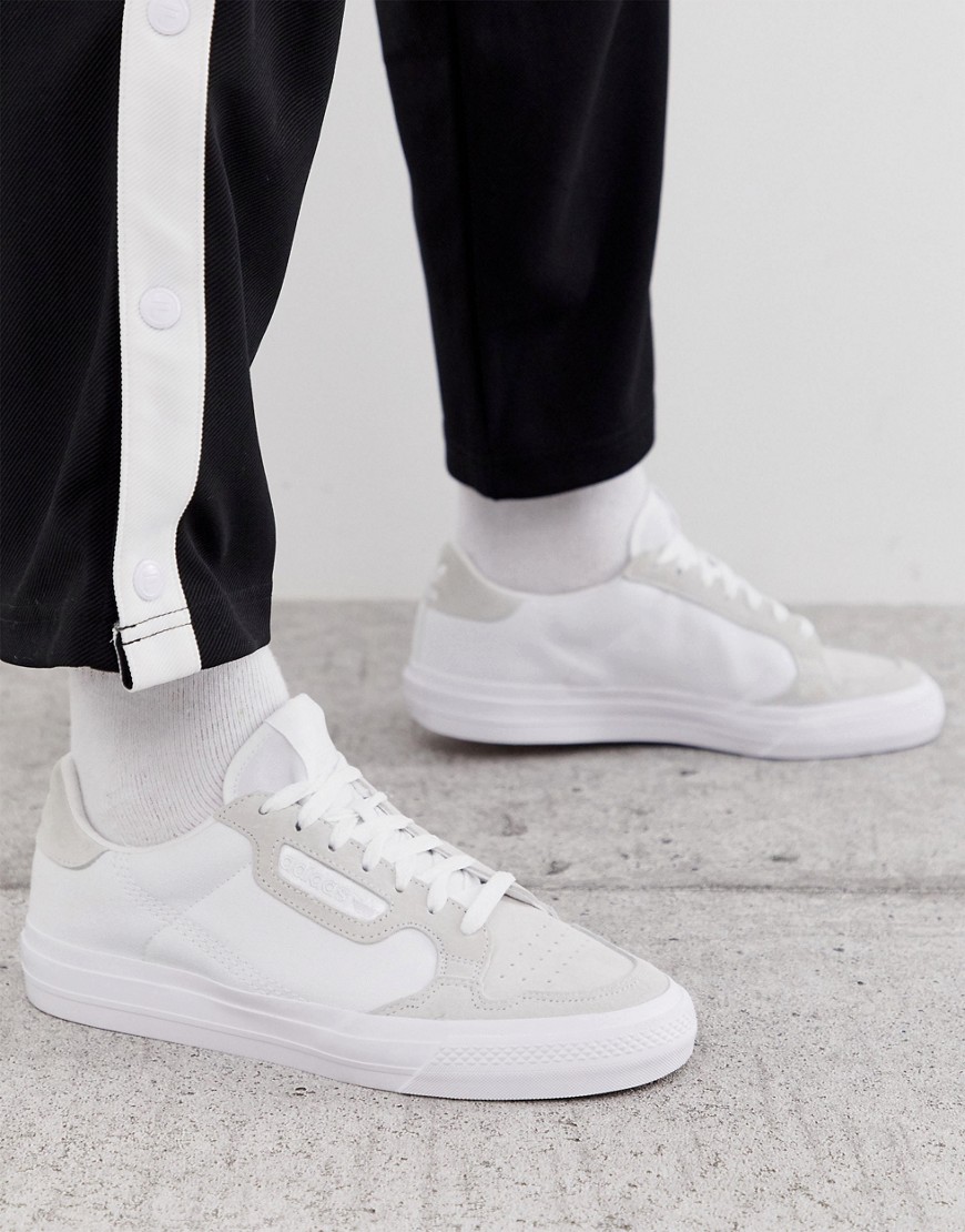 Adidas Originals Continental vulc trainers in white with suede trim
