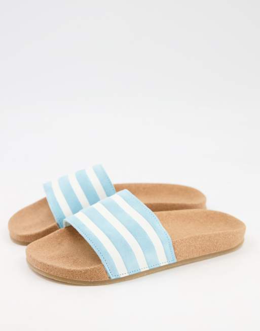 adidas Originals cork adilette slides in blue | ASOS