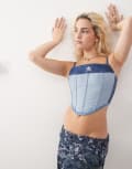 [adidas Originals] adidas Originals corset in denim-Blue 14 Medium blue denim