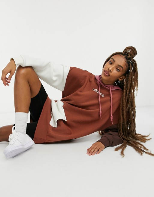 adidas Originals 'Cosy Comfort' fleece oversized  hoodie dress in colour block