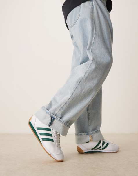 adidas Originals Country II sneakers in white and green - view 1