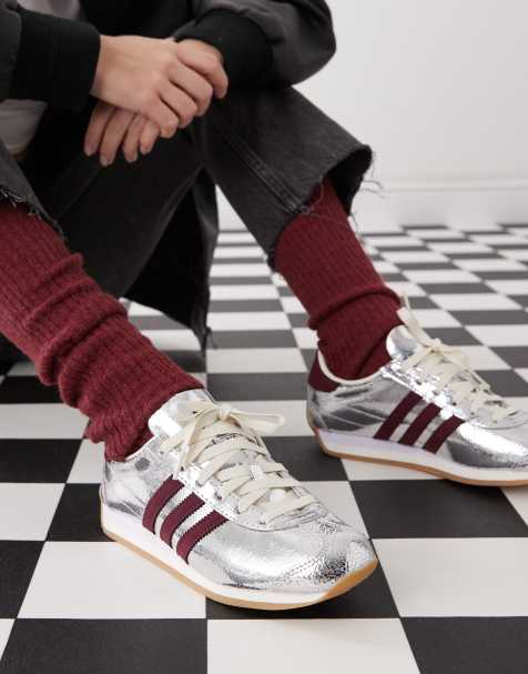 adidas Originals - Country OG - Baskets - Argent métallisé/rouge - view 1