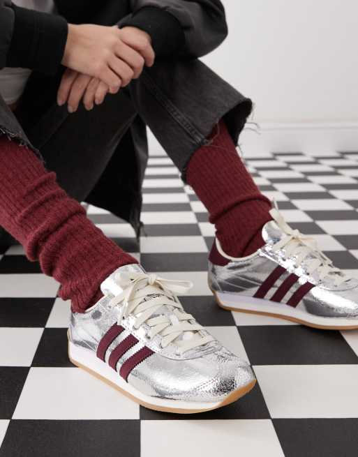 adidas Originals Country OG sneakers in metallic silver and red