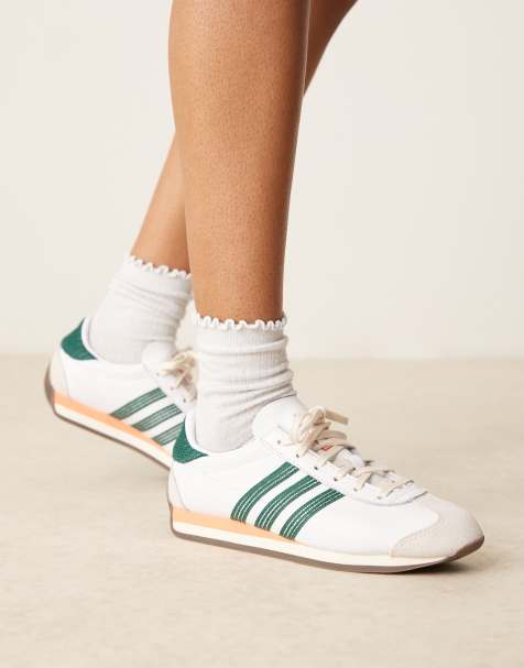 adidas Originals Country OG sneakers in white and green crochet - view 1