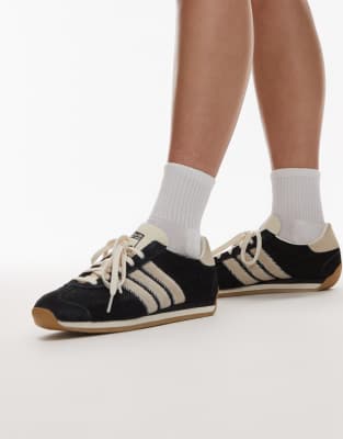 Adidas Originals Country Og Sneakers With Pony Hair In Black