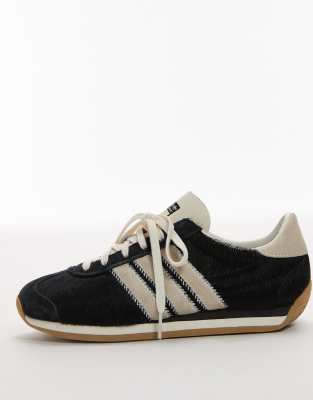 Adidas Originals Country Og Sneakers With Pony Hair In Black