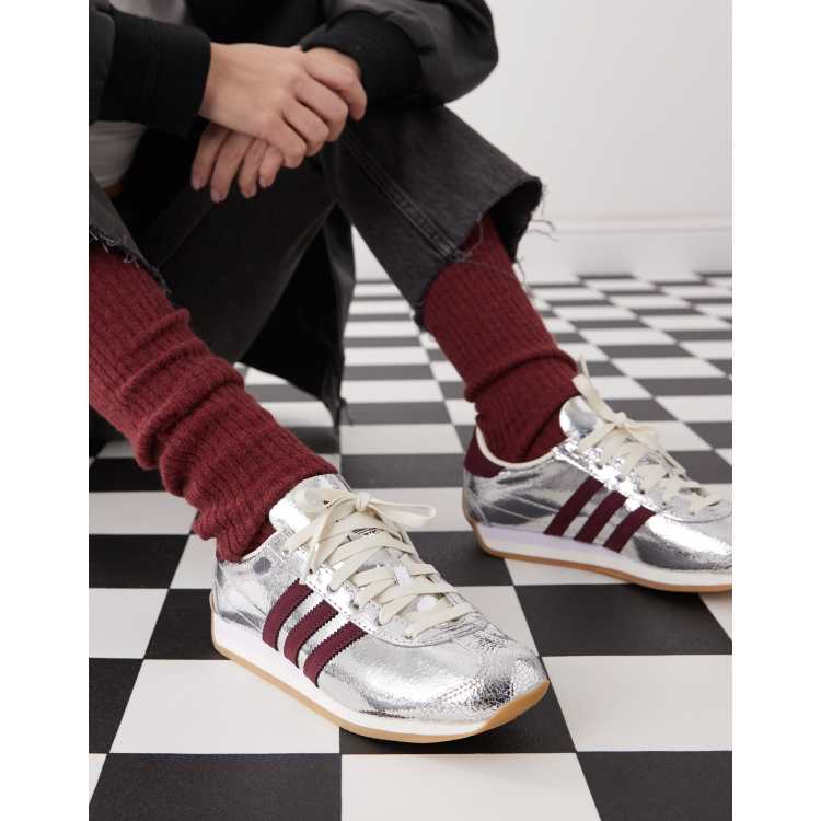 adidas Originals Country OG trainers in metallic silver and red ASOS