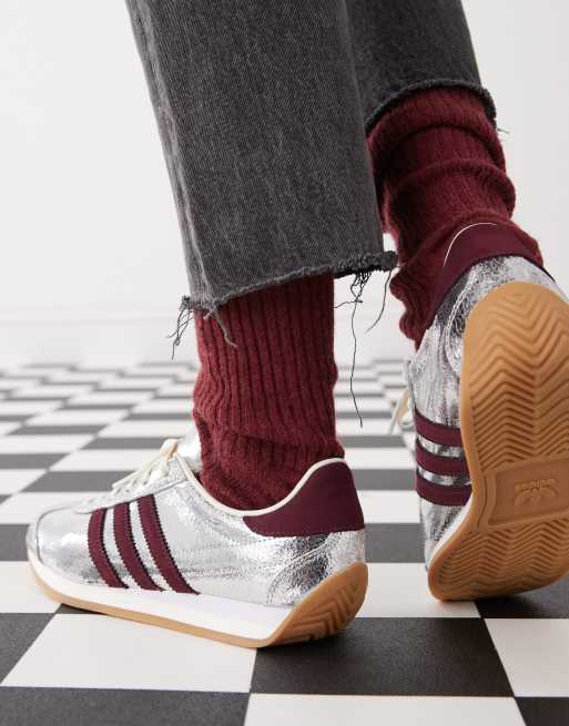 adidas Originals Country OG trainers in metallic silver and red ASOS