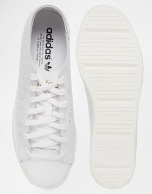 adidas originals court vantage off white perforated trainers