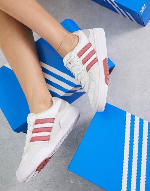 Emulatie heuvel bundel adidas Originals - Courtic - Sneakers in gebroken wit met strepen in  bordeauxrood | ASOS