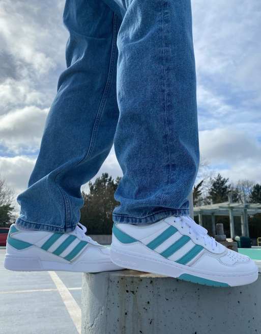 Adidas white & outlet green jeans trainers