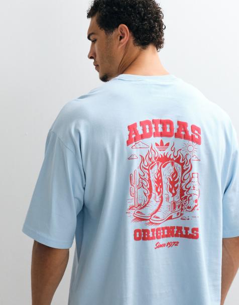 adidas Originals cowboy graphic T-shirt i blå - view 1