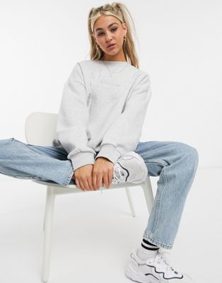 adidas fashion white oversized pullover hoodie