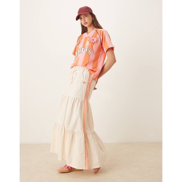 ★送料無料★adidas Originals★Women's 3-Stripes Maxi Skirt adidas Originals Crochet 3 Stripe Maxi Skirt in Natural