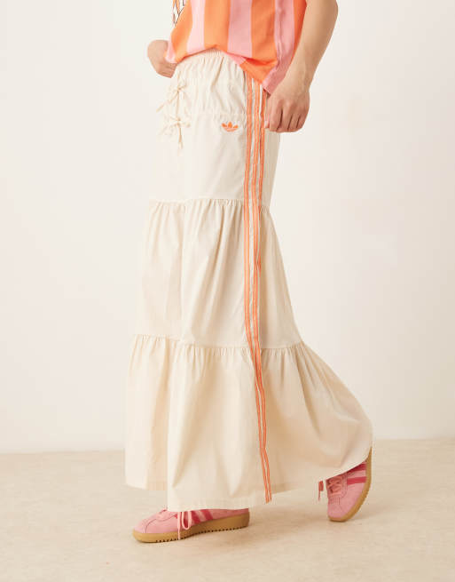 adidas Originals crochet 3 stripe maxi skirt in off white | ASOS