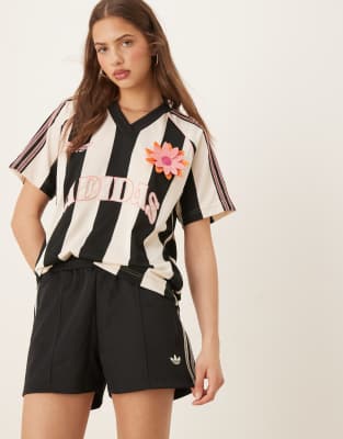 adidas Originals crochet 3 stripe shorts in black