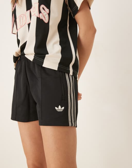 adidas Originals crochet 3 stripe shorts in black | ASOS