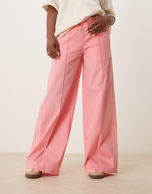adidas Originals crochet 3 stripe track pants in pink