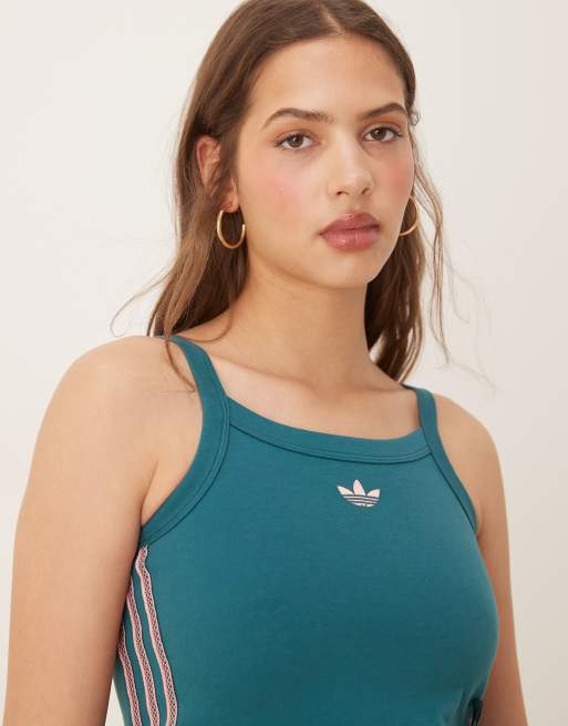 adidas Originals crochet 3 tank top in green | ASOS