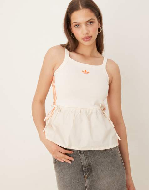 adidas Originals crochet 3 tank top in off white - view 1