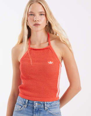 adidas Originals crochet halter top in lucid red | ASOS