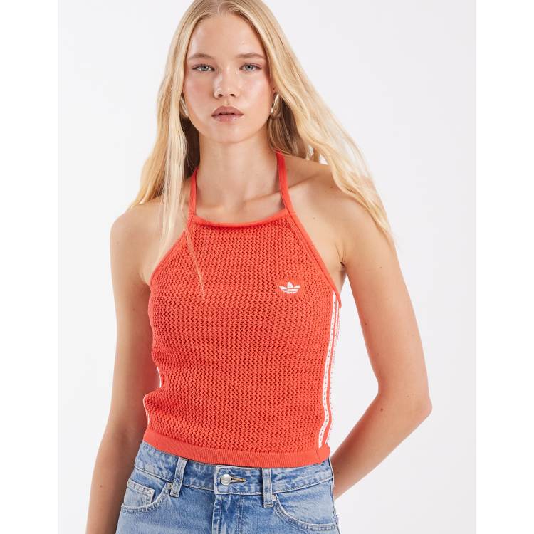 adidas Originals crochet halter top in lucid red | ASOS