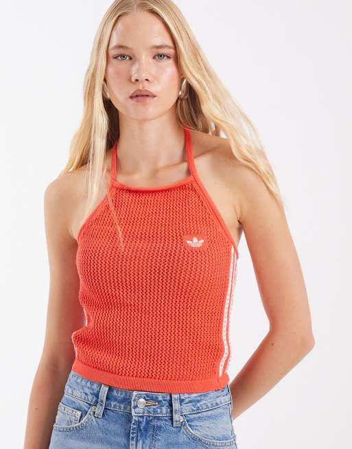 adidas Originals crochet halter top in lucid red | ASOS