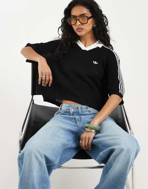 adidas Originals crochet polo in black - view 1