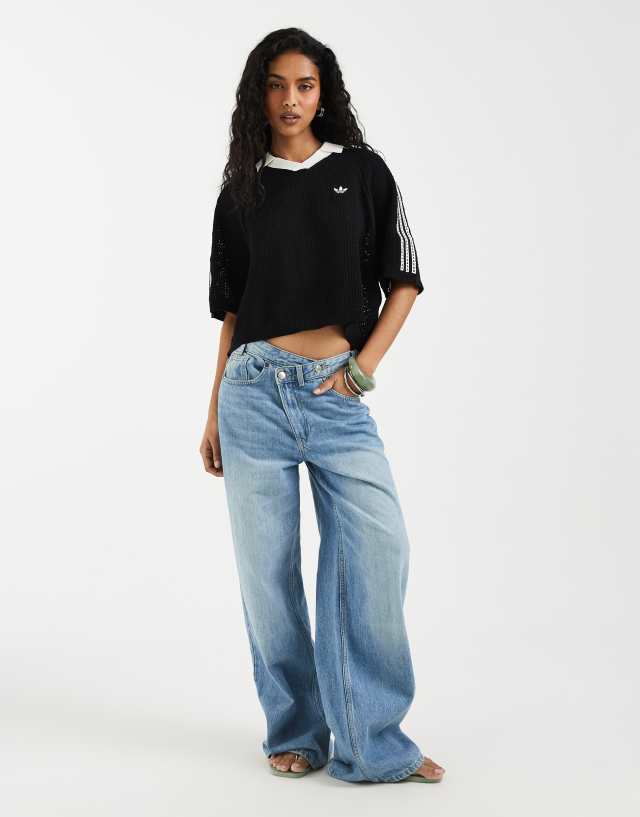 adidas Originals crochet polo in black | ASOS