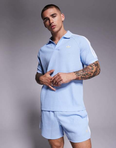 adidas Originals crochet polo shirt in blue - view 1