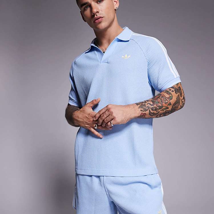 adidas Originals crochet polo shirt in blue | ASOS adidas Originals crochet polo shirt in blue | ASOS