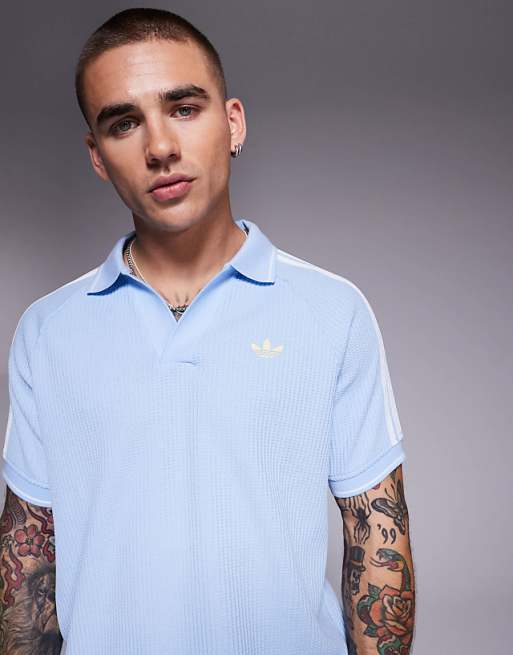 adidas Originals crochet polo shirt in blue | ASOS adidas Originals crochet polo shirt in blue | ASOS
