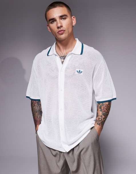 adidas Originals crochet shirt in white - view 1