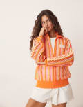 [adidas Originals] adidas Originals crochet track jacket in pink and orange XS semi lucid fuchsia/h