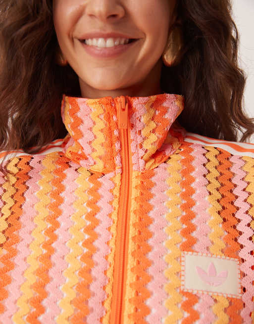 adidas Originals crochet track jacket in pink and orange | ASOS